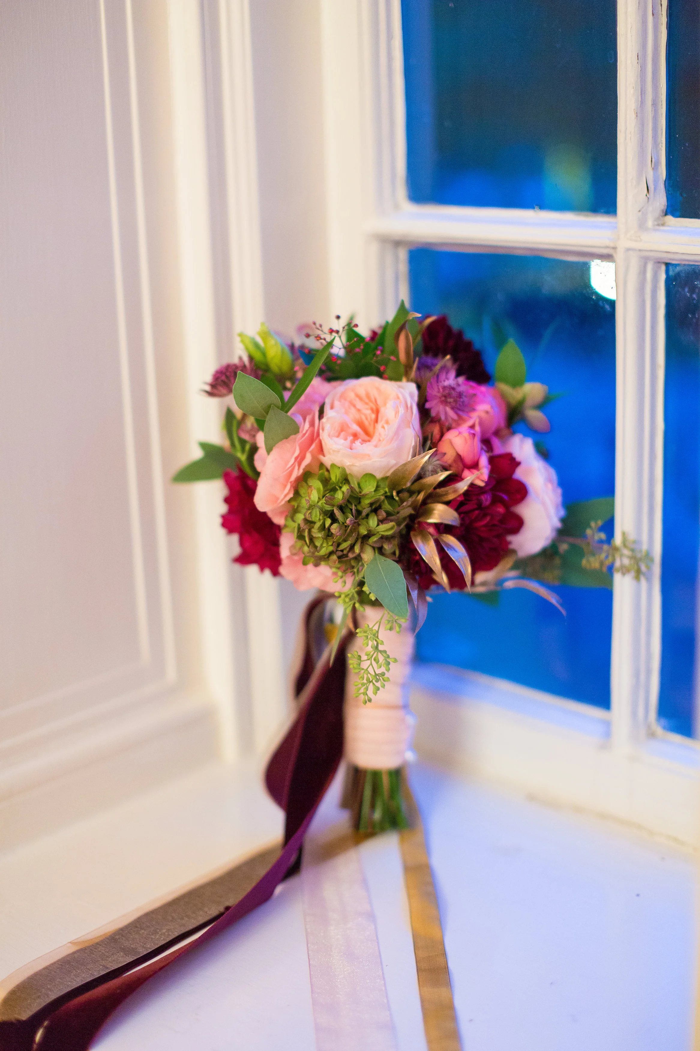 fall bouquet with jewel tones