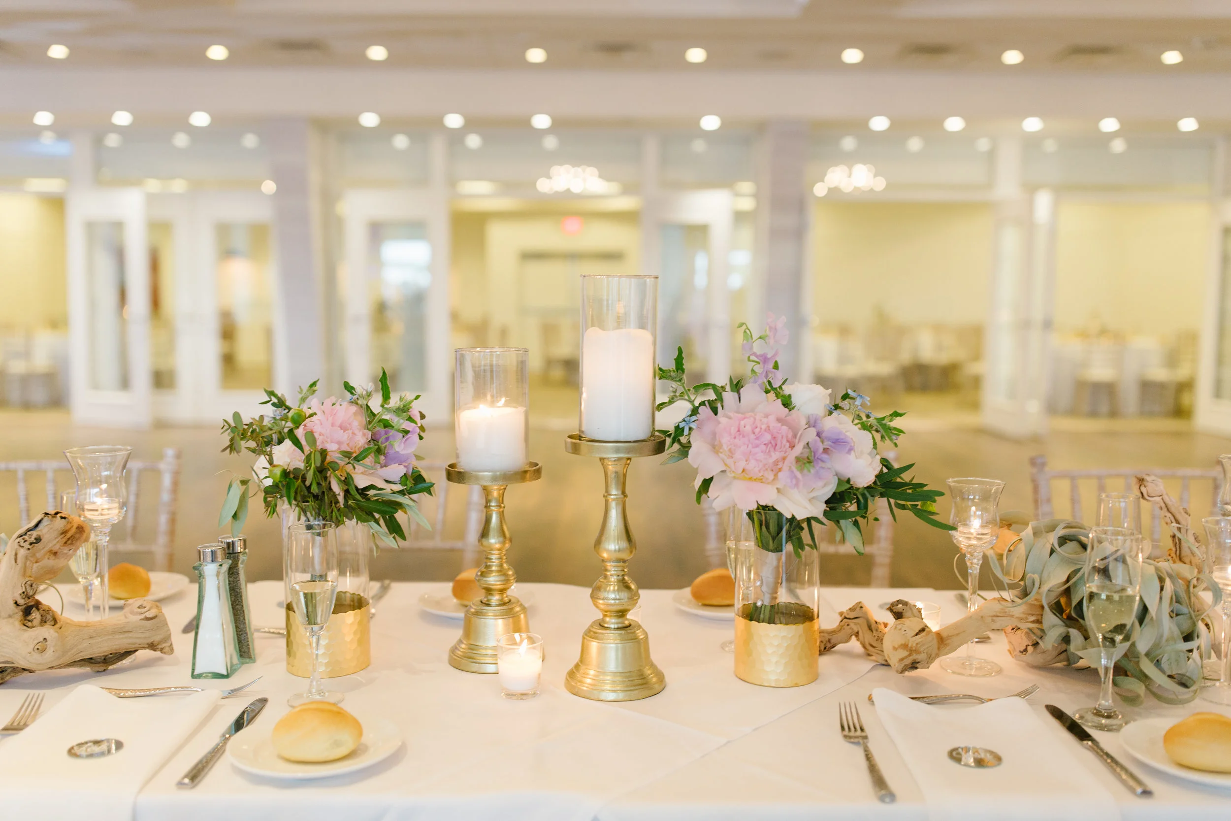 centerpieces with gold accents