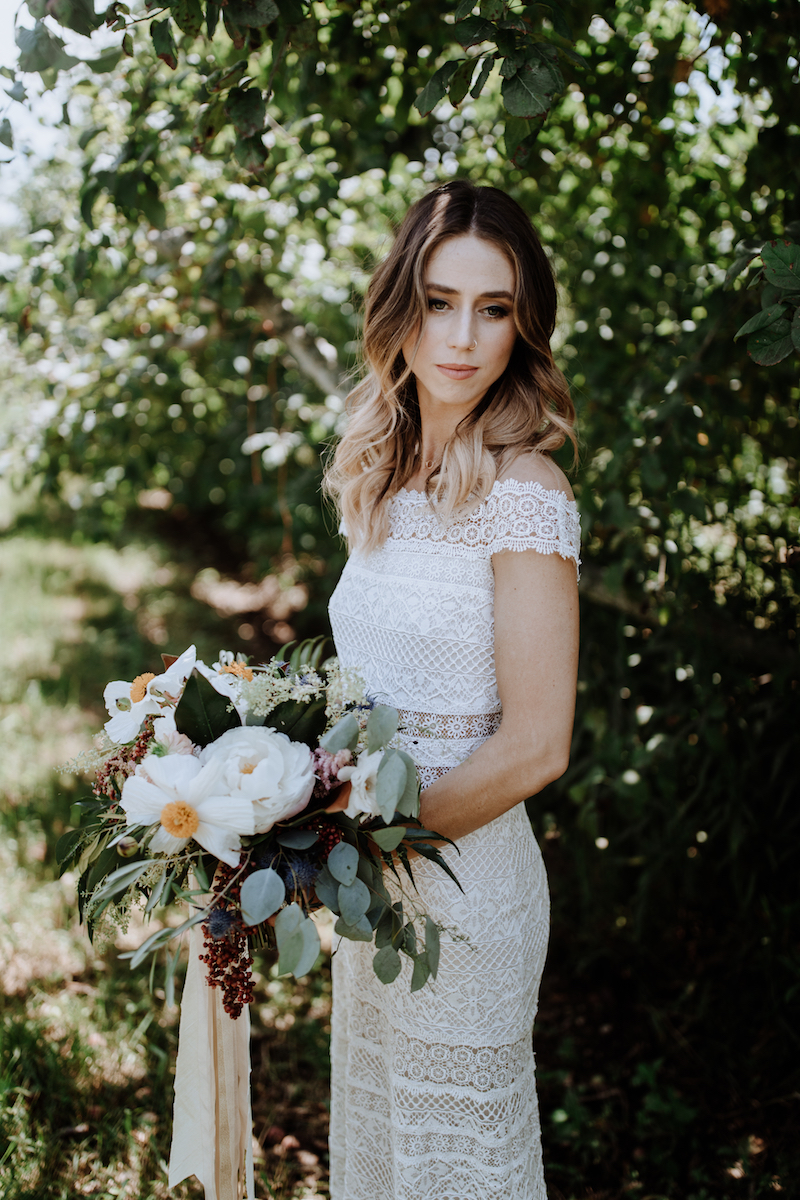 natural garden gathered bridal bouquet