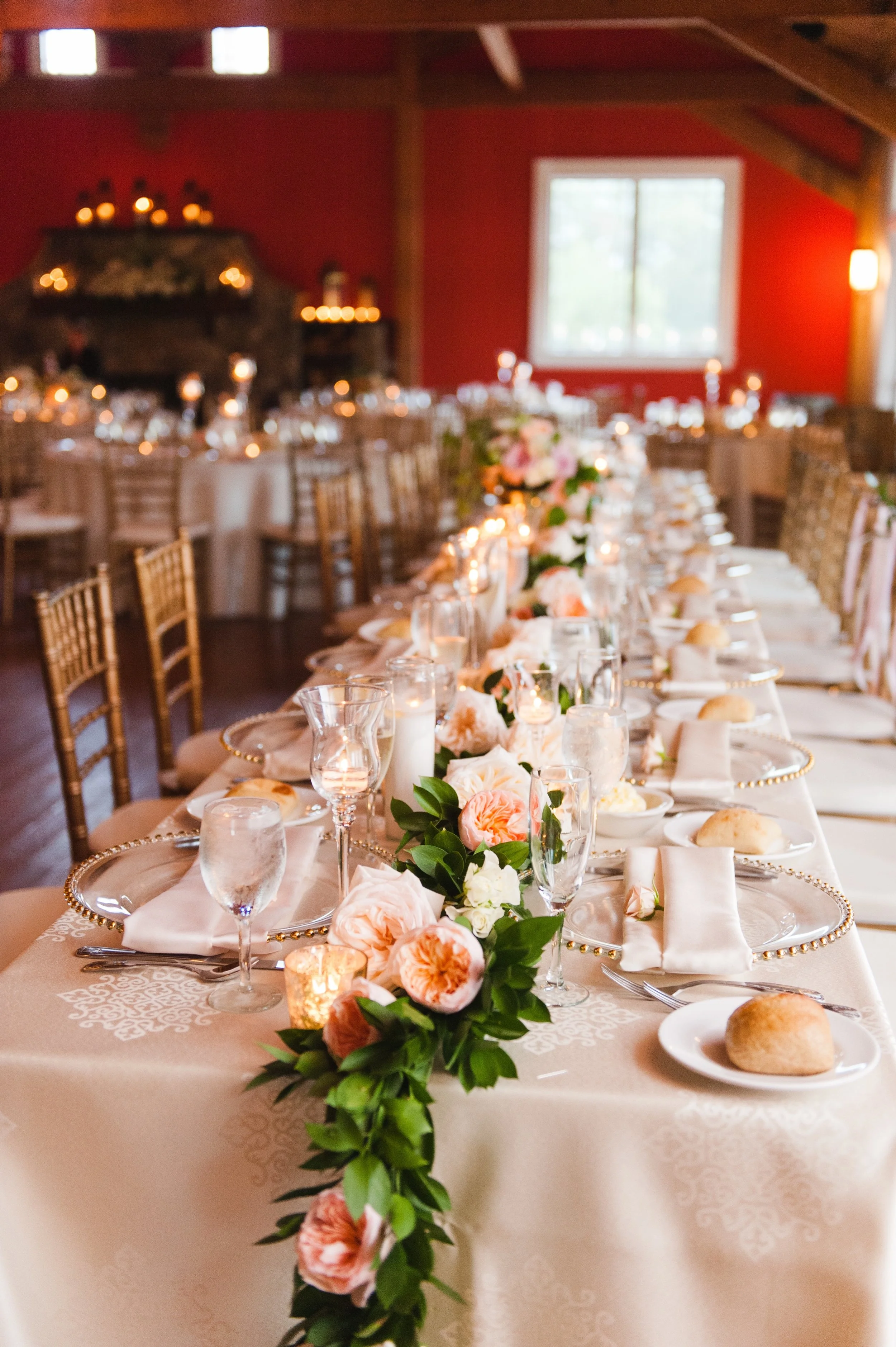 Long head table at Willow Creek Winery Cape May NJ