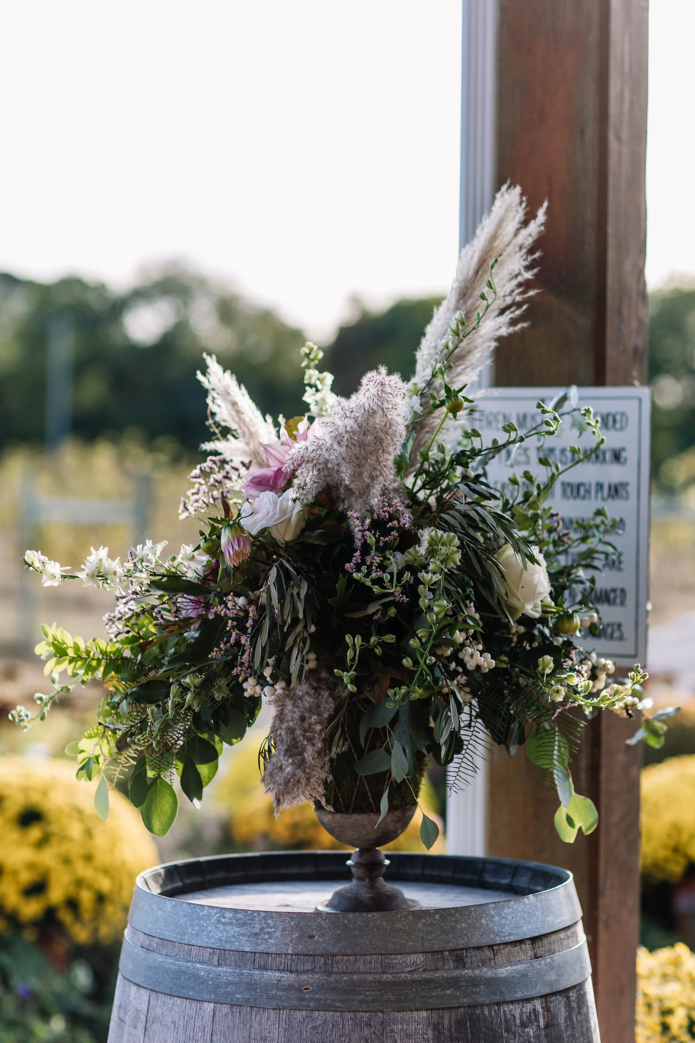 Fall florals in large urn