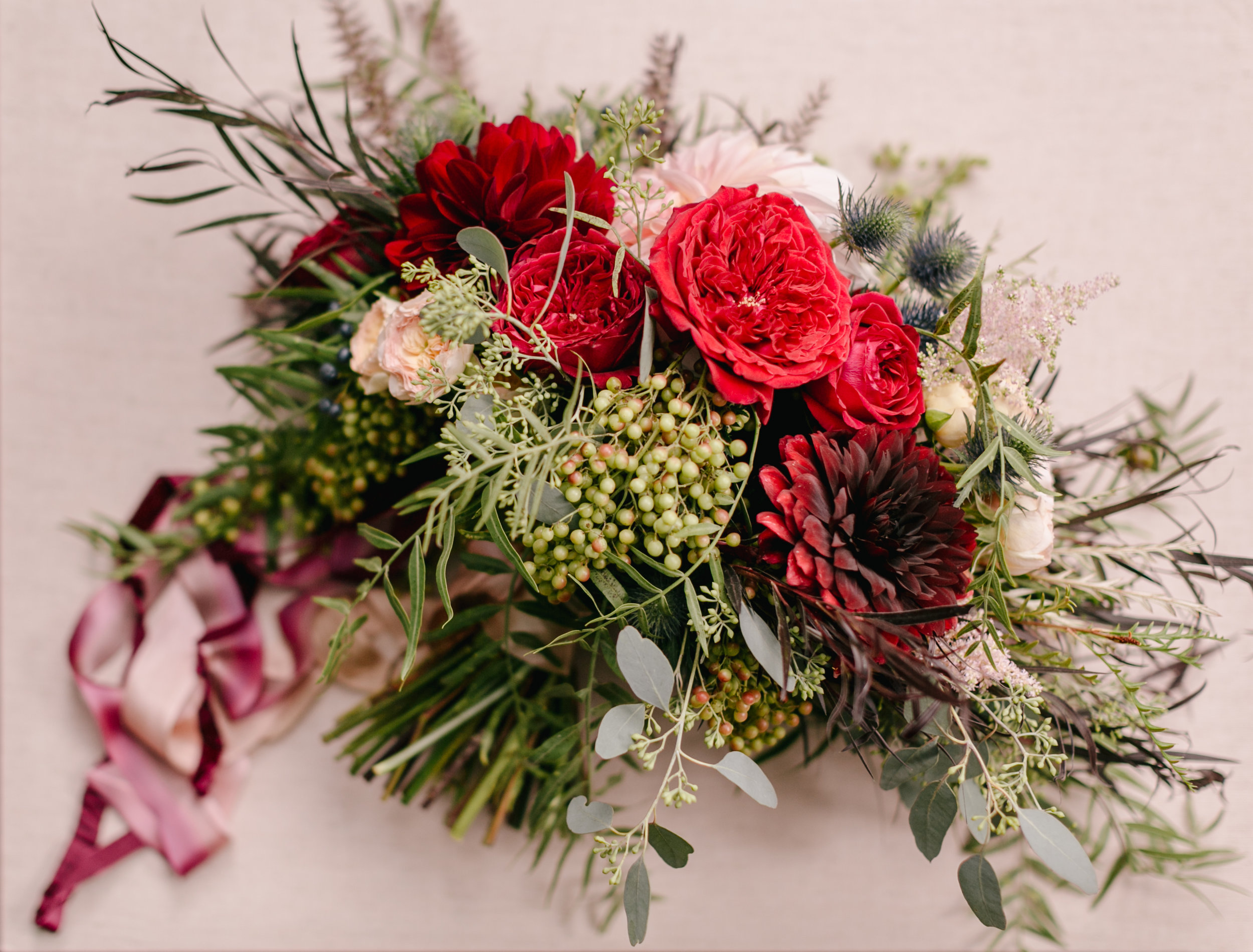 organic bridal bouquet with fall flowers