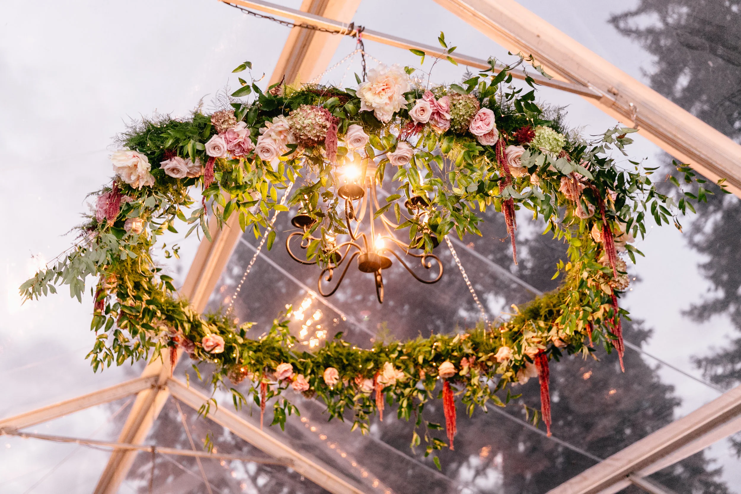 floral chandelier with fall flowers