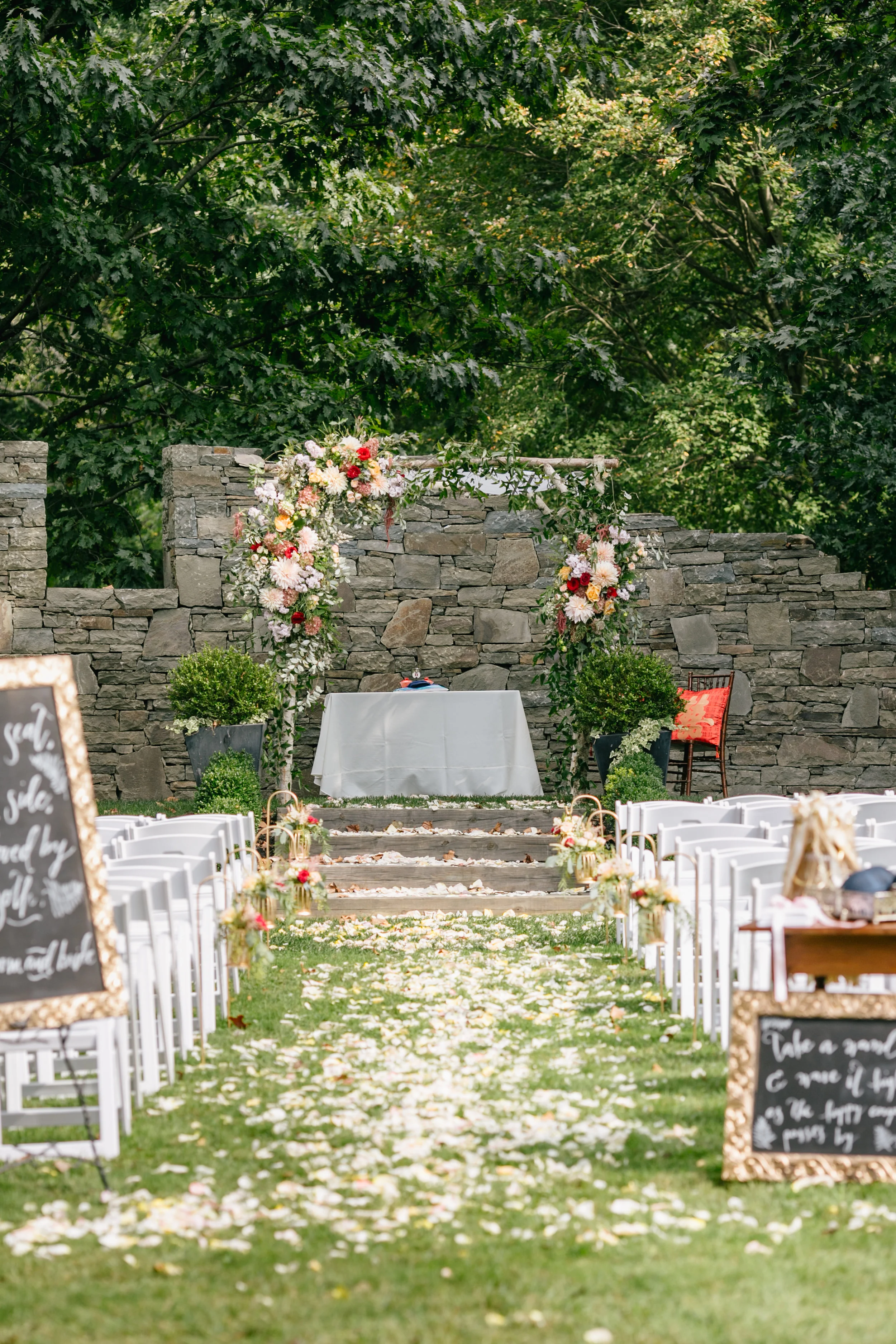 birchwood canopy with floral accents