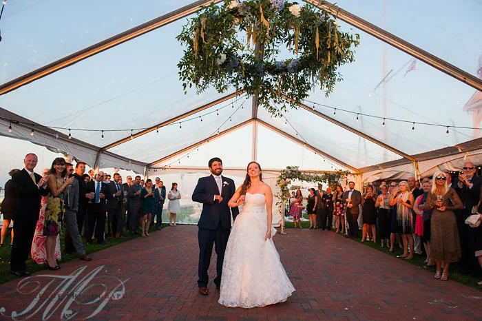 flower installation in tent