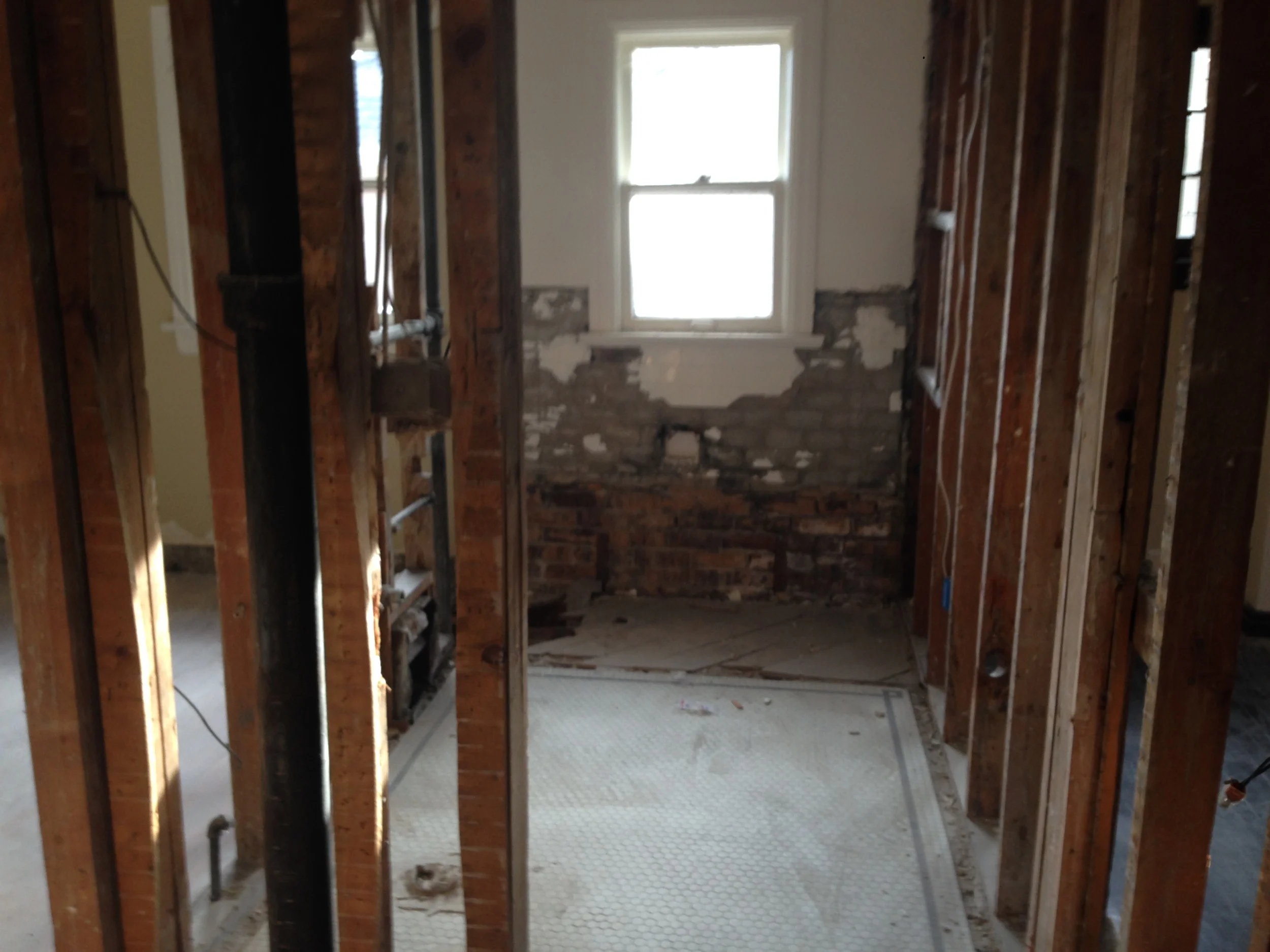 The Upstairs Bathroom- part of it was used for my Master Shower and Water closet, the other part for the Half Bath 