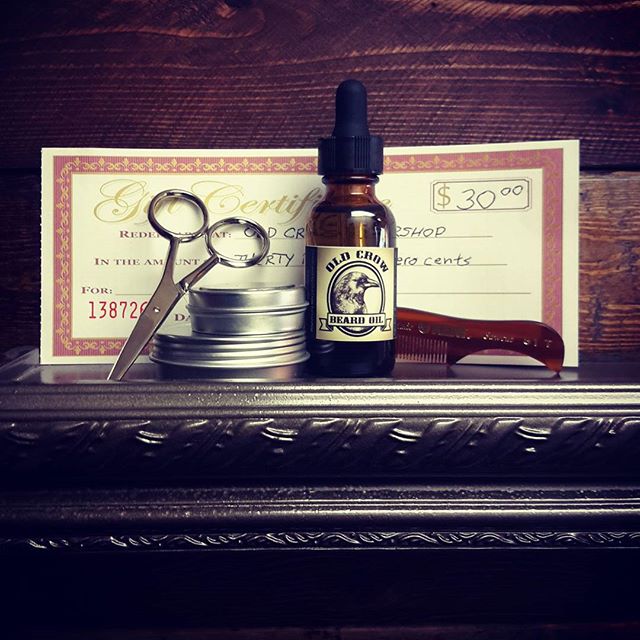 Hey everyone don't forget to get your gift certificates and beard products. Makes great stocking suffers. #oldcrowbarbershop #greenvillebarbershop #vintagebarbering #yeahthatgreenville #beard #barberlife #💈 #supportgreenville #buylocal #beardoilgree