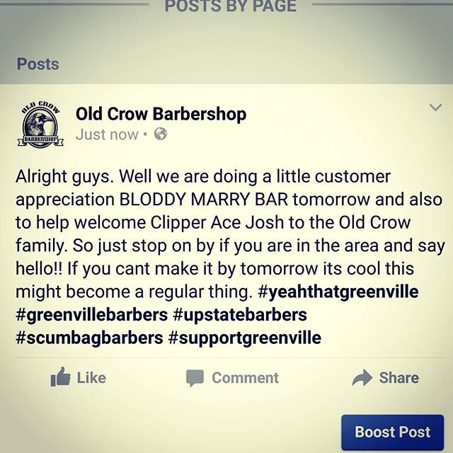 #oldcrowbarbershop #greenvillebarbershop #vintagebarbering #yeahthatgreenville #supportgreenville #buylocalgreenville #upstate #oldcrowbarbershop #beardoilgreenville #vintagebarbering #truebarbershop