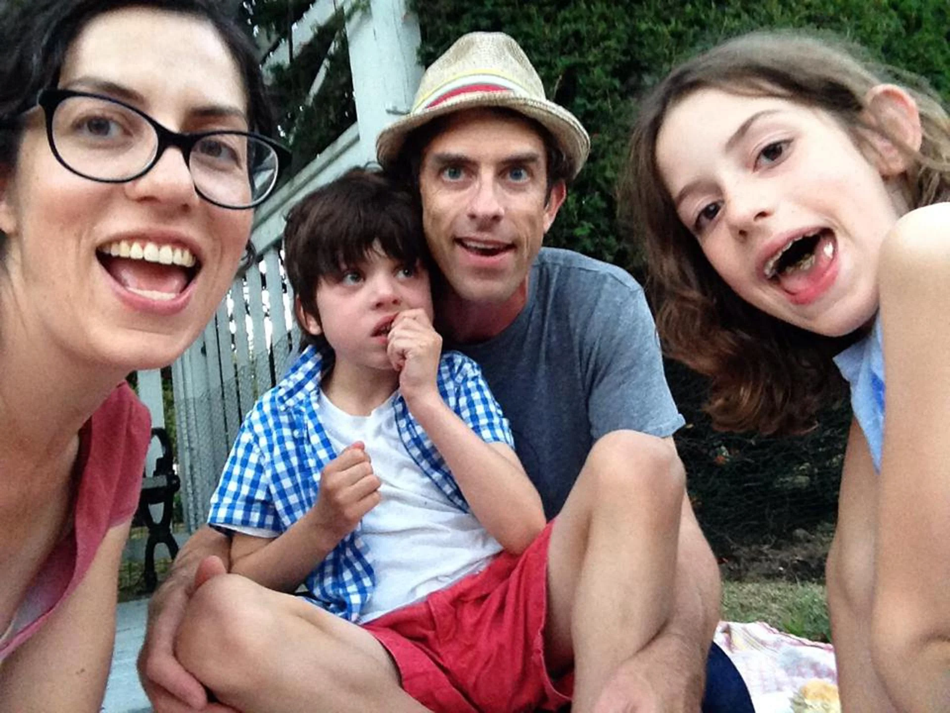 Alysia Abbott, Jeff Howe, Annabel Abbott Howe, and Finn Abbott Howe. 