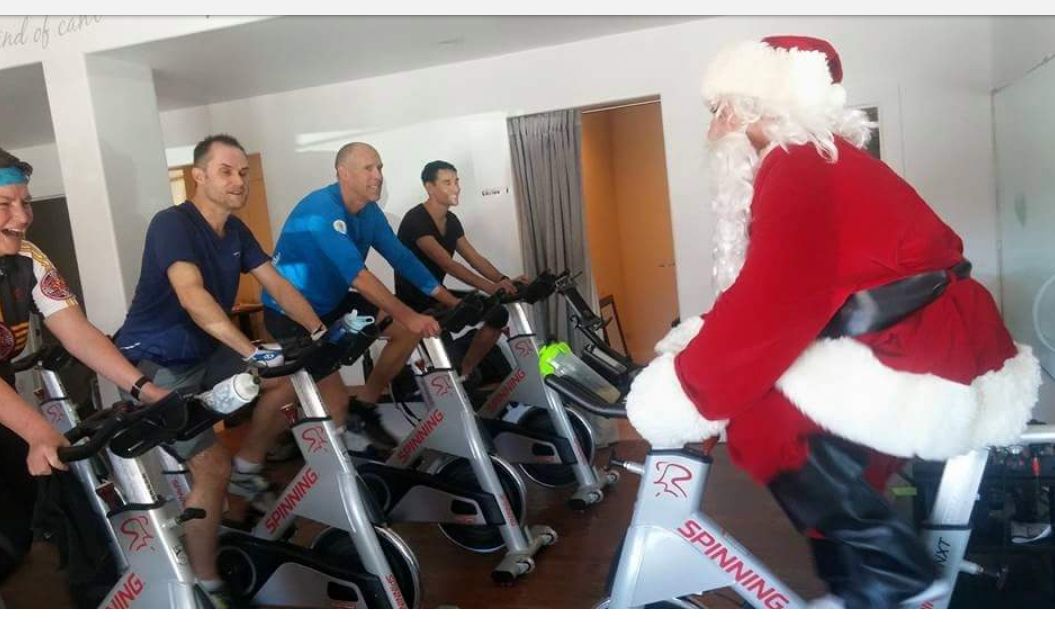 Santa Claus makes an appearance as a guest instructor at REVOLUTION
