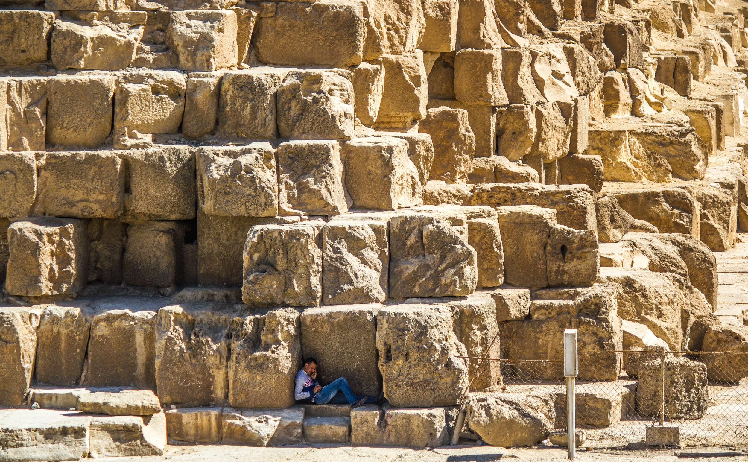 Phone call at the Pyramids