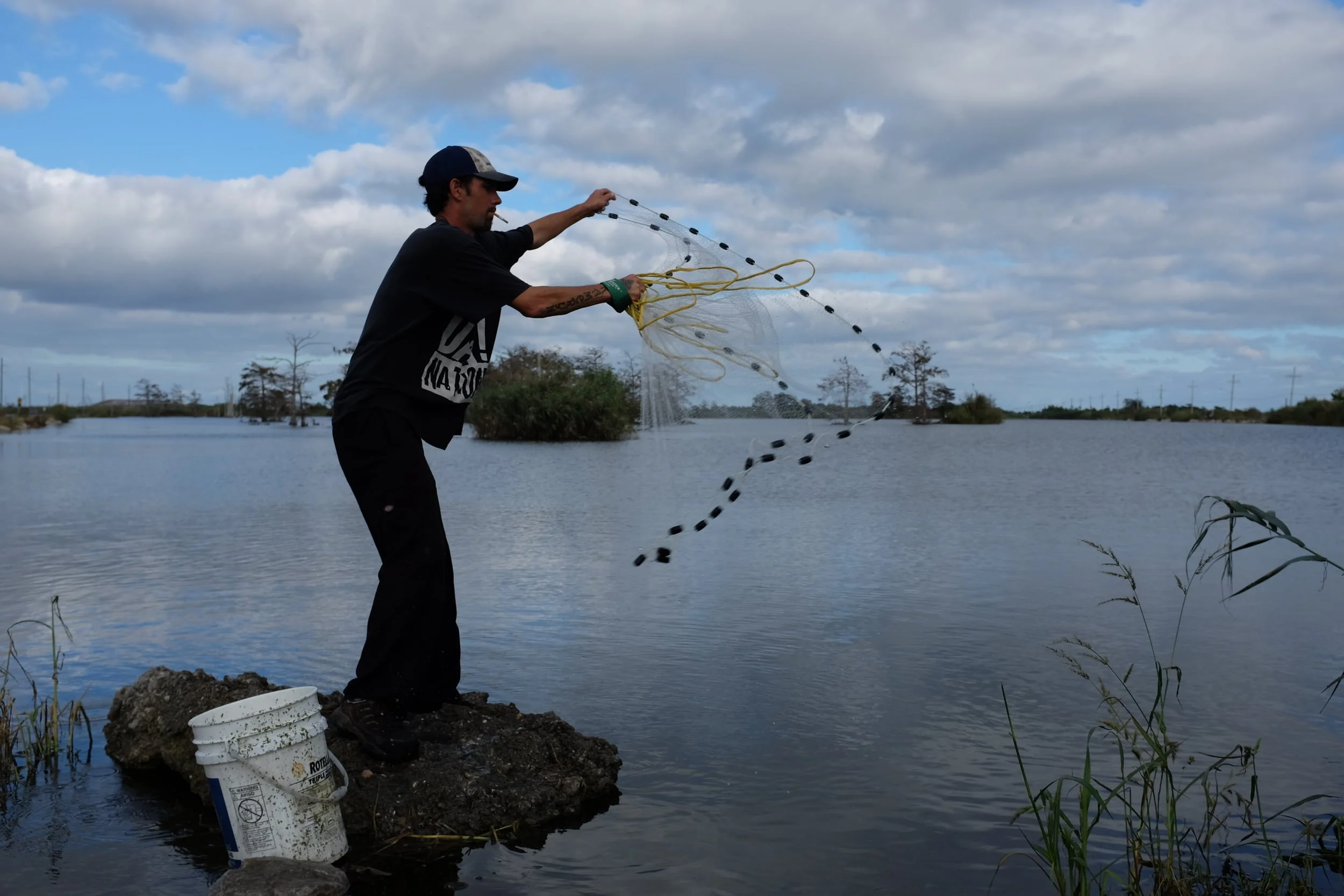 Cast net shrimper, Venice, Louisiana. November 3, 2015.