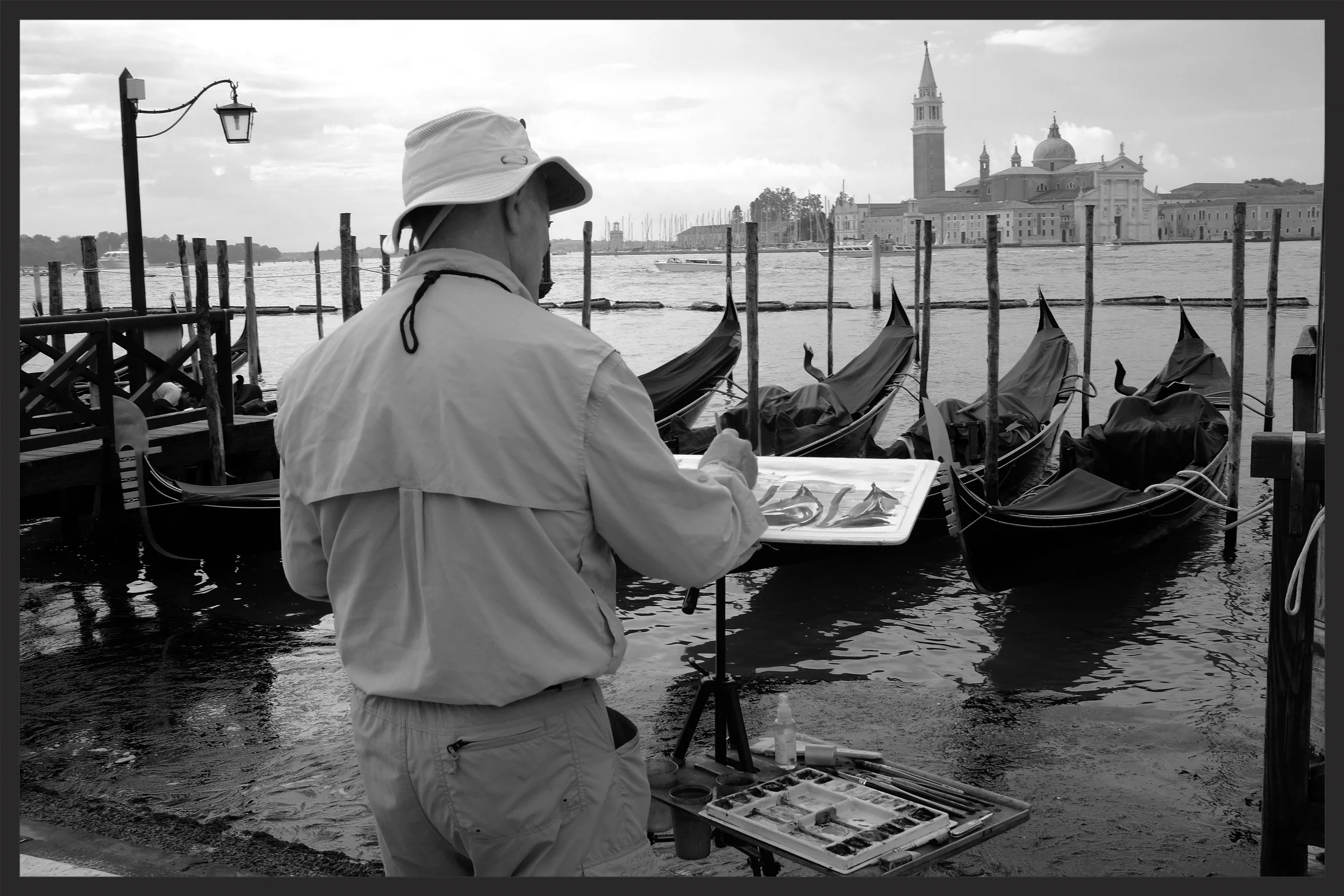 Artist at work early in the morning at San Marco.