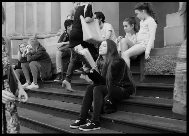 On the front steps of the GPO, Bourke Street, Melbourne. 
