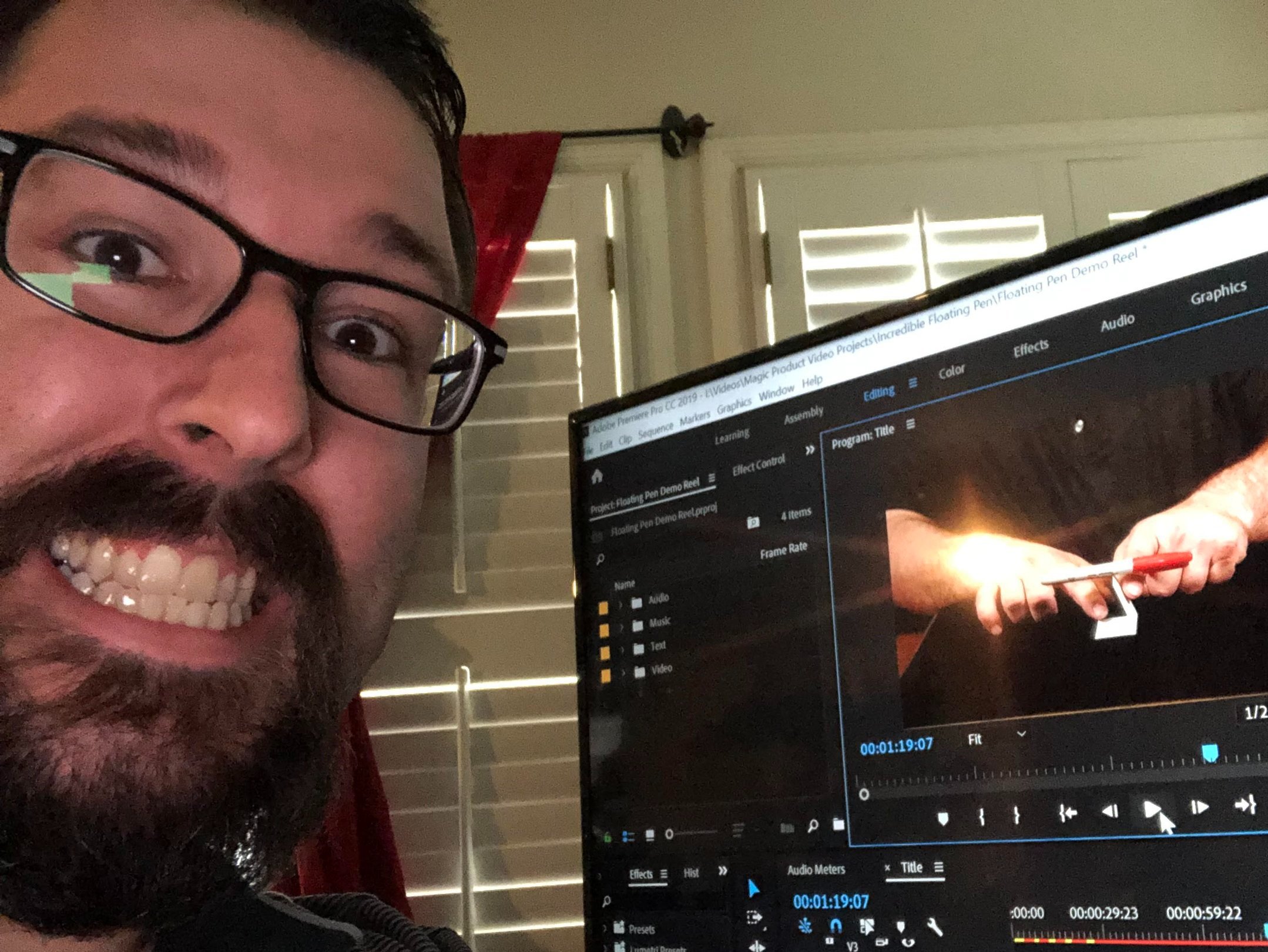 Kyle Editing the Floating Pen Video