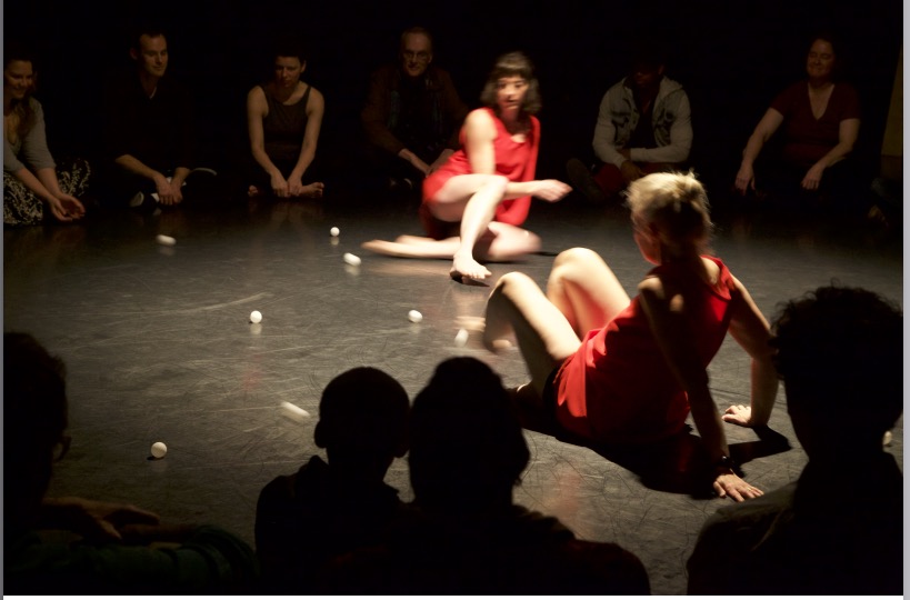 Photo credit: "Étude funambule" Sandy Huckleberry with Katerine Gagnon. Photo by Daniel DeLuca.