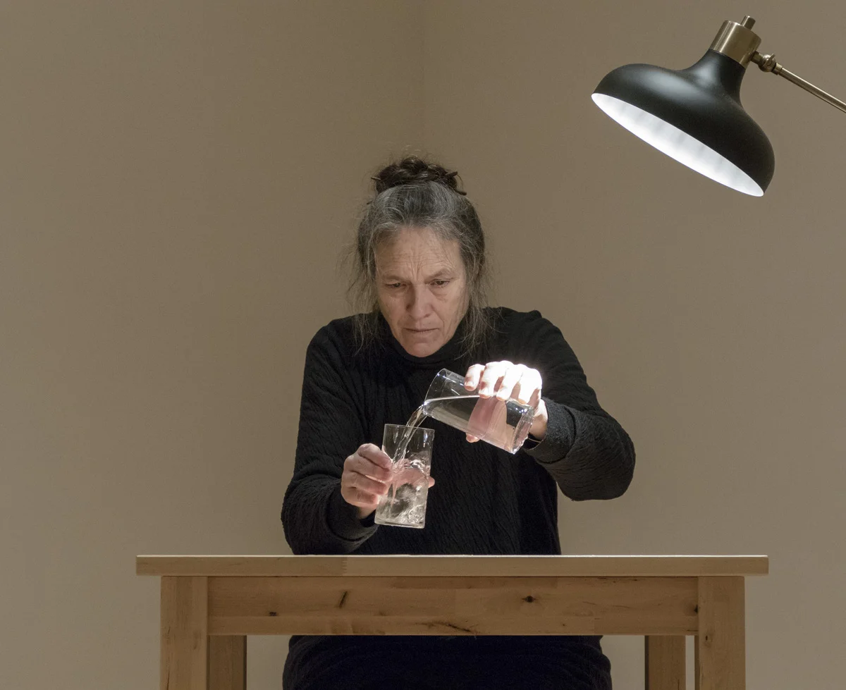 Marilyn Arsem, 100 Ways to Consider Time (2015). Day 28: December 7, 2015. Museum of Fine Arts, Boston. Jeanne and Stokley Towles Gallery. Photograph © Museum of Fine Arts, Boston