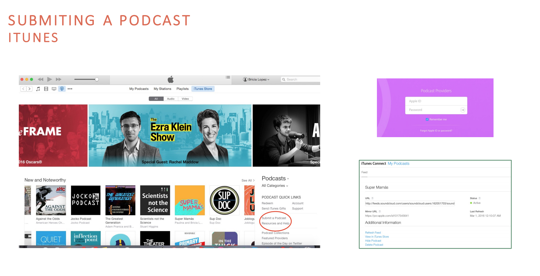 This is where you enter your RSS feed to have your podcast stream on Itunes.