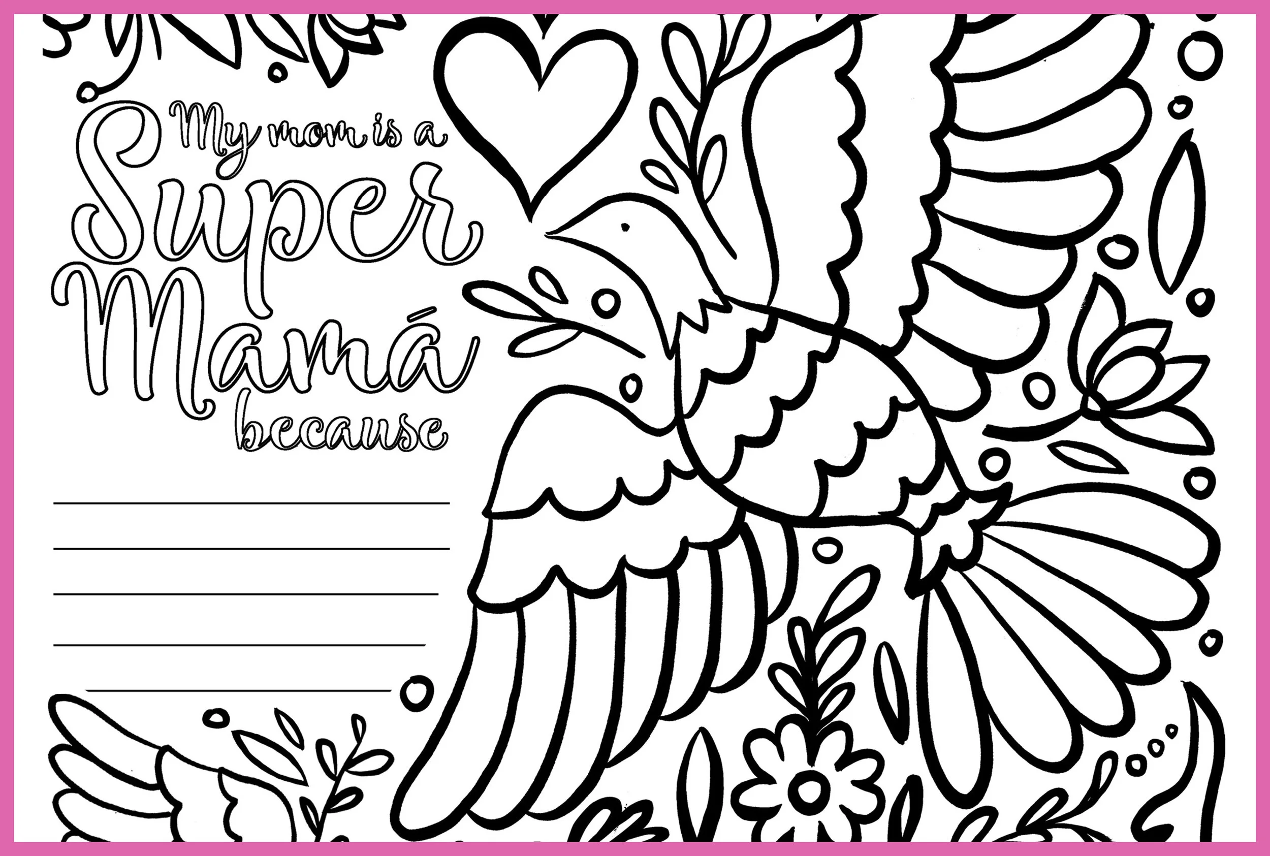Super Mamas x The Designing Chica Coloring Pages