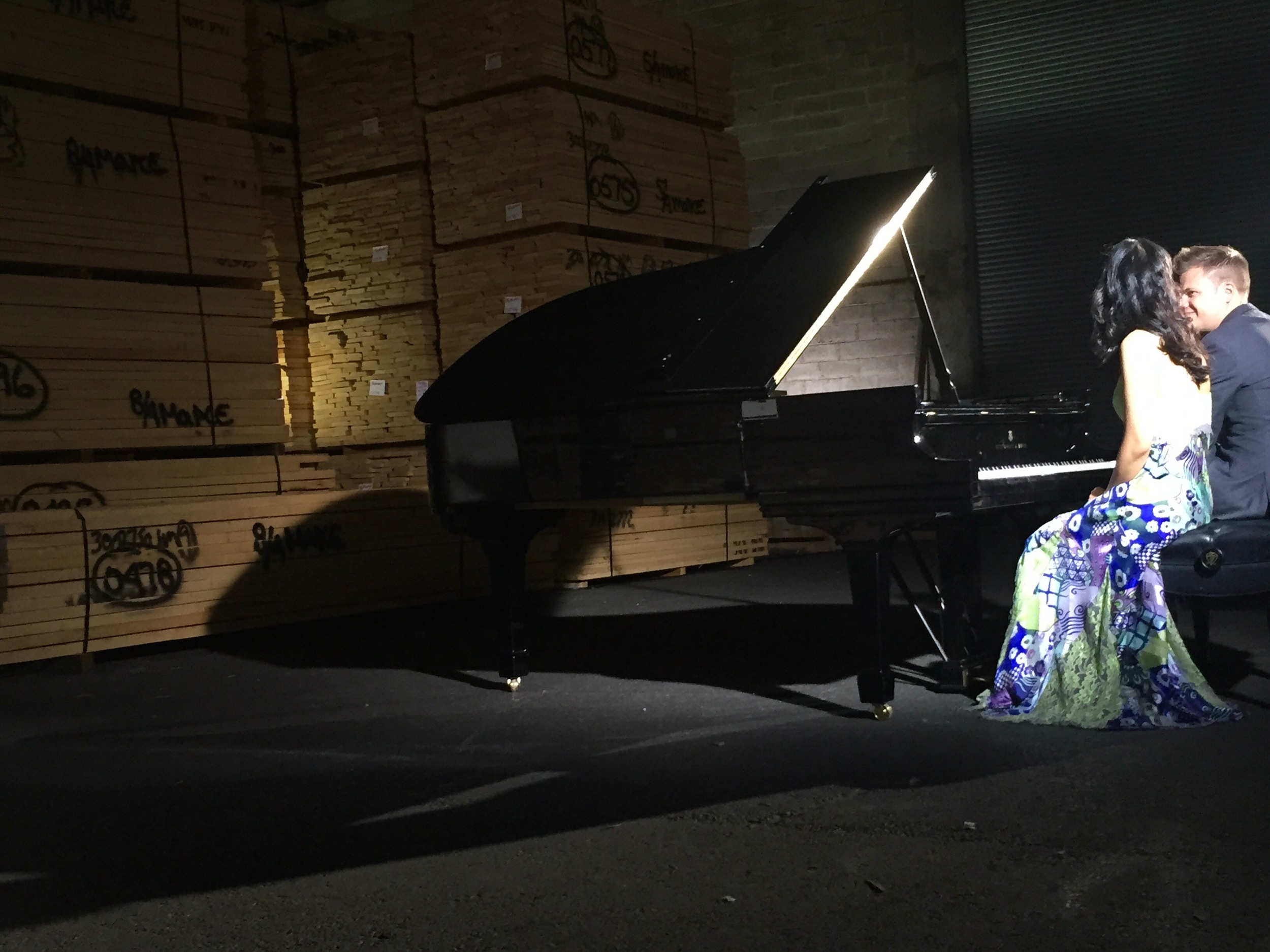 Waiting between takes ... behind-the-scenes at the Steinway Factory in Astoria, NY