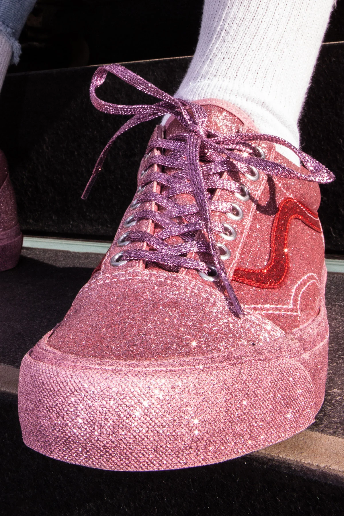 pink glitter vans girls