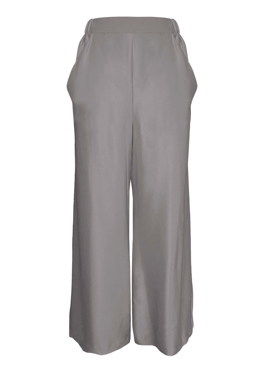 E P O K Cropped Silk PJ Trouser with Pockets Storm Grey