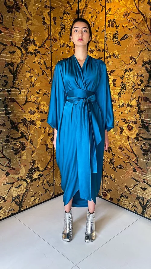 silk wrap dress uk E P O K