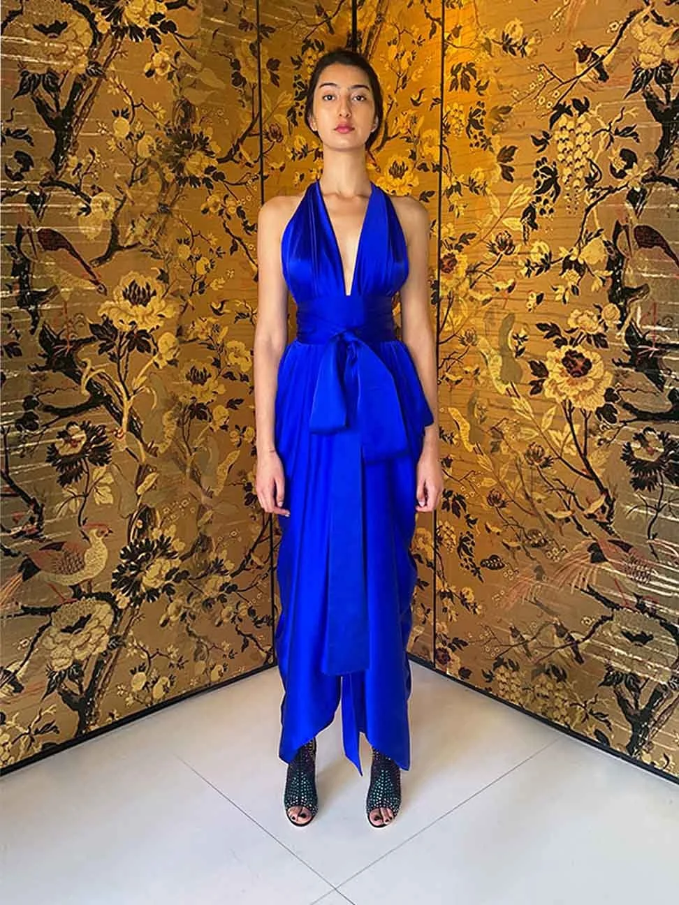 elegant sapphire blue dress Luxury Evening Gown