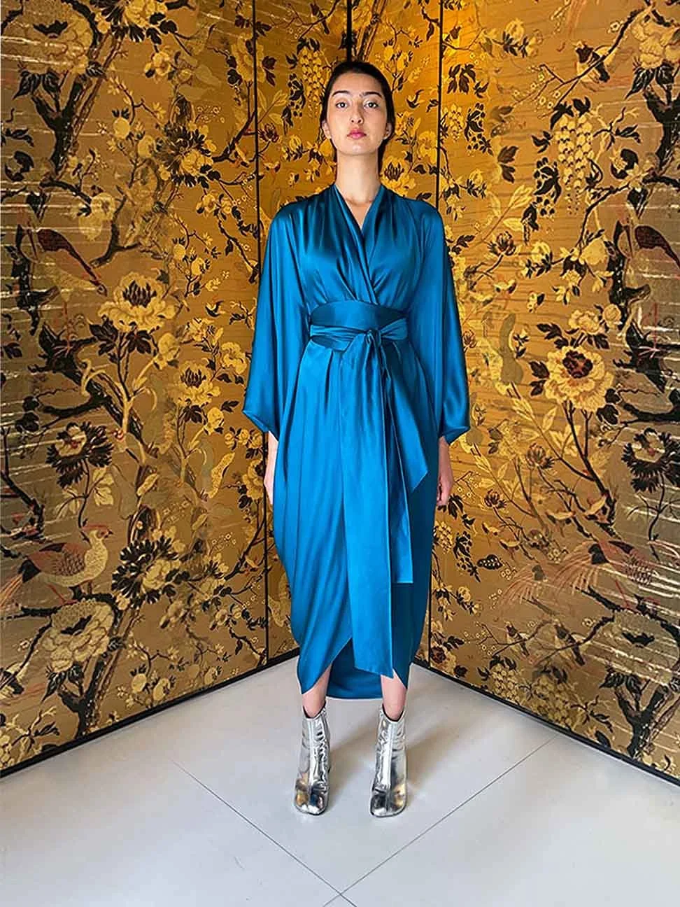 silk wrap dress Flora Wrap Dress