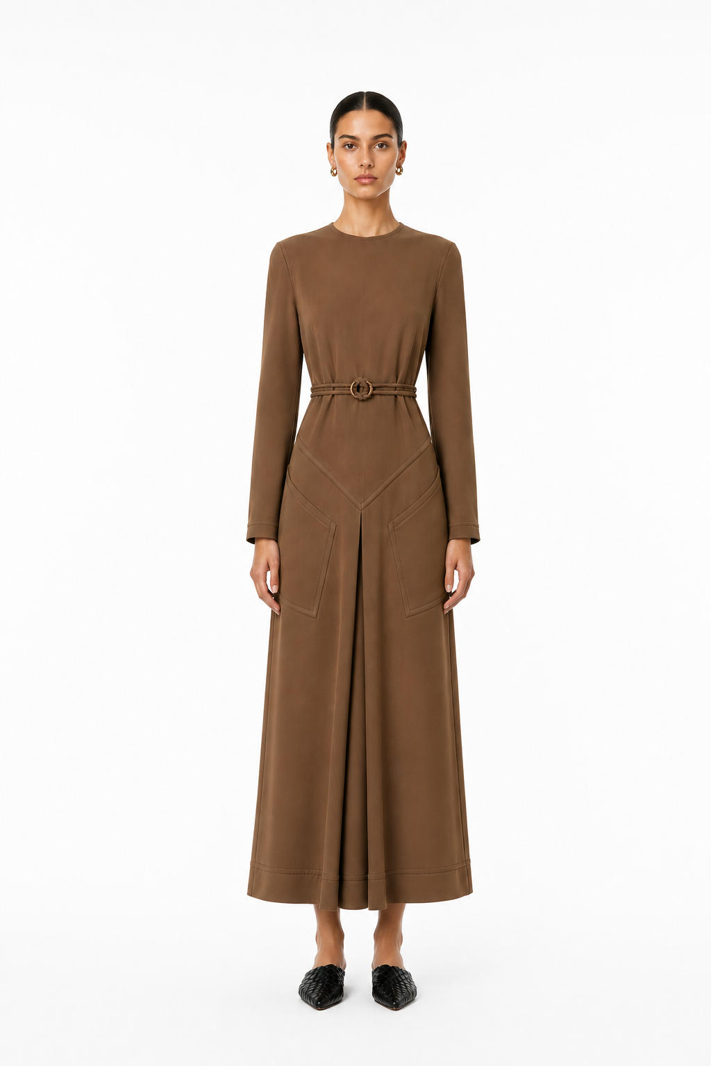 EPOK_berlin_Dress_brown_Model front View..png