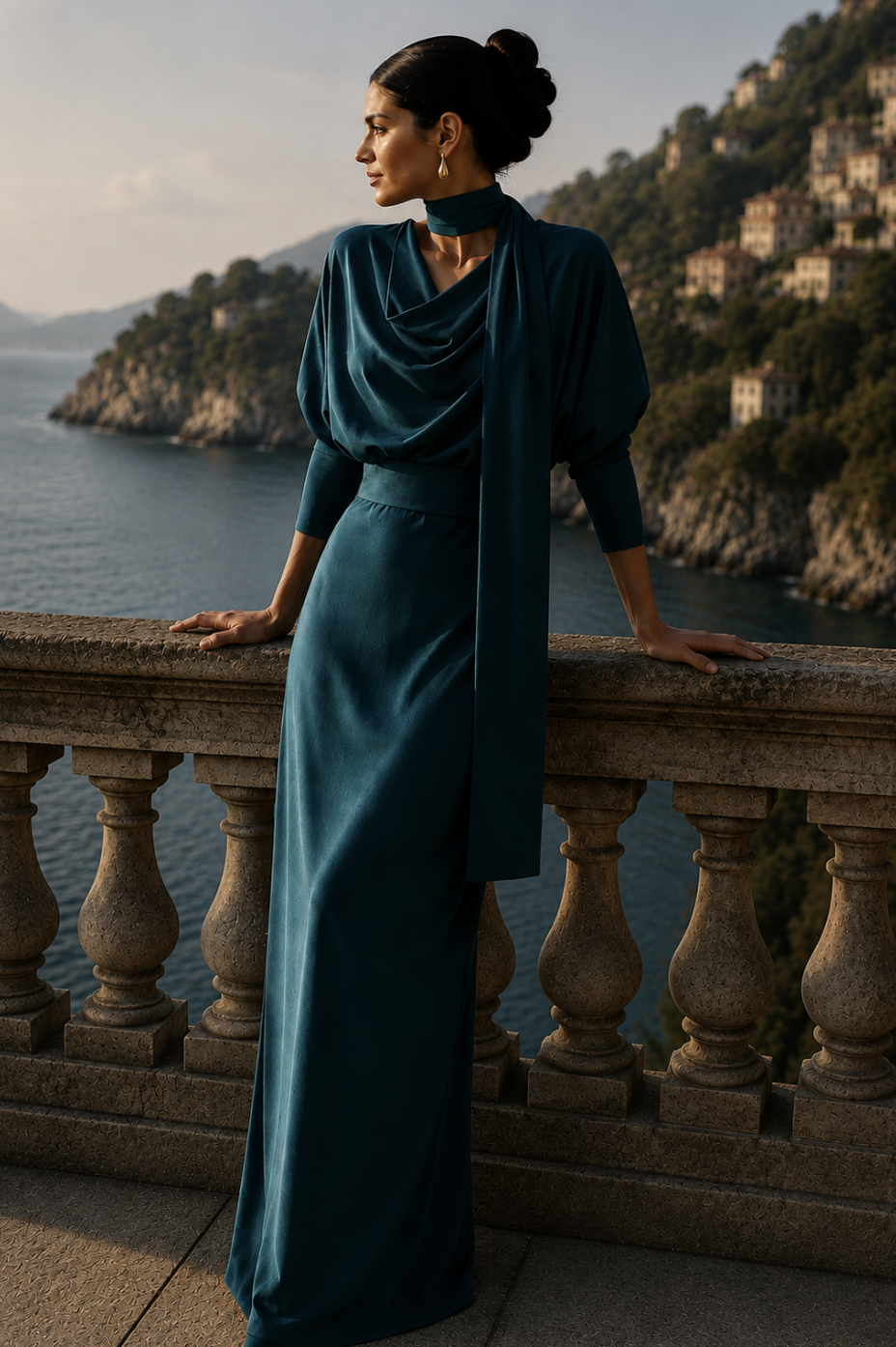 ROSE Draped Bias-Cut Silk Dress