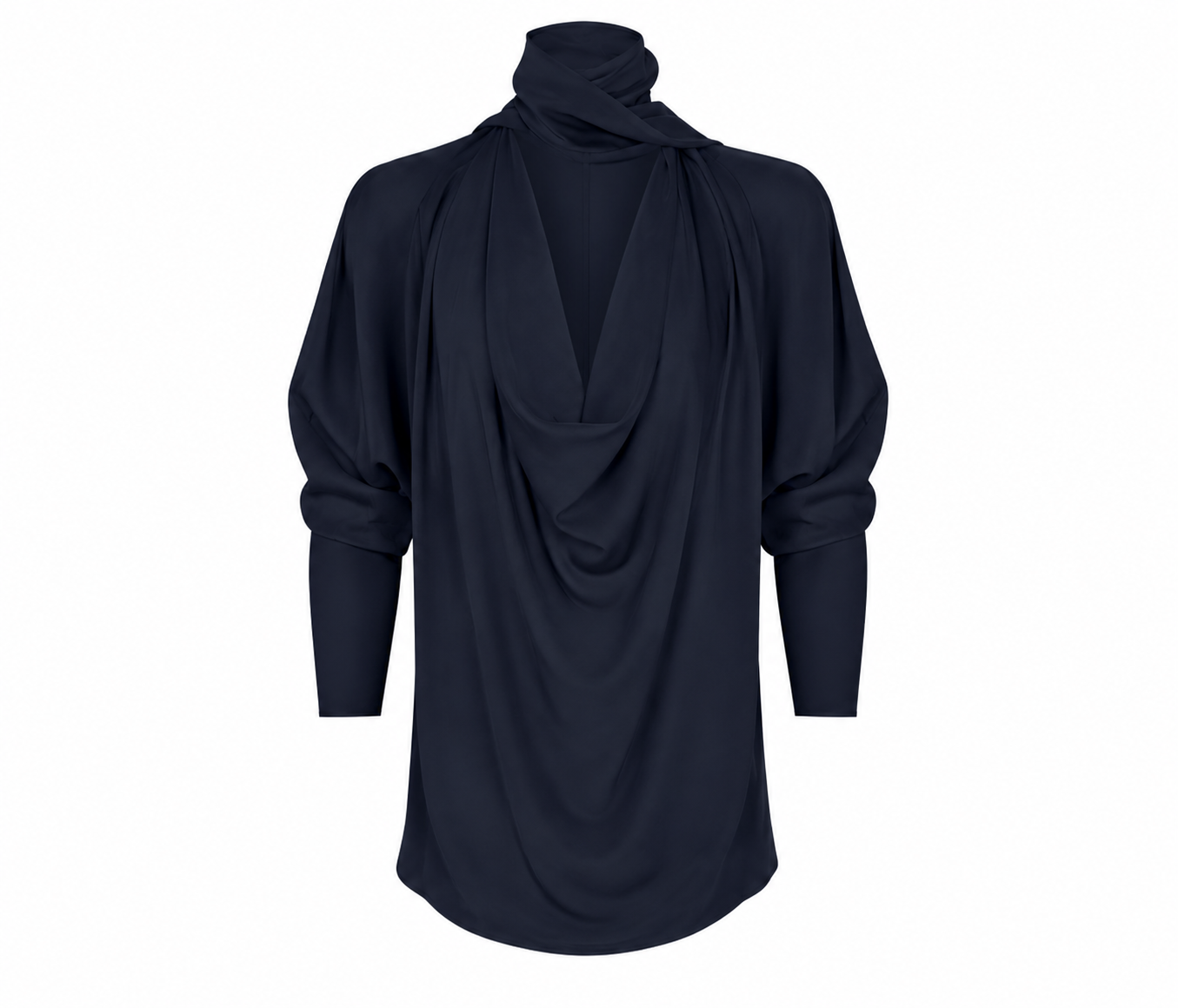 Rose Draped Front Blouse Silk Georgette Navy