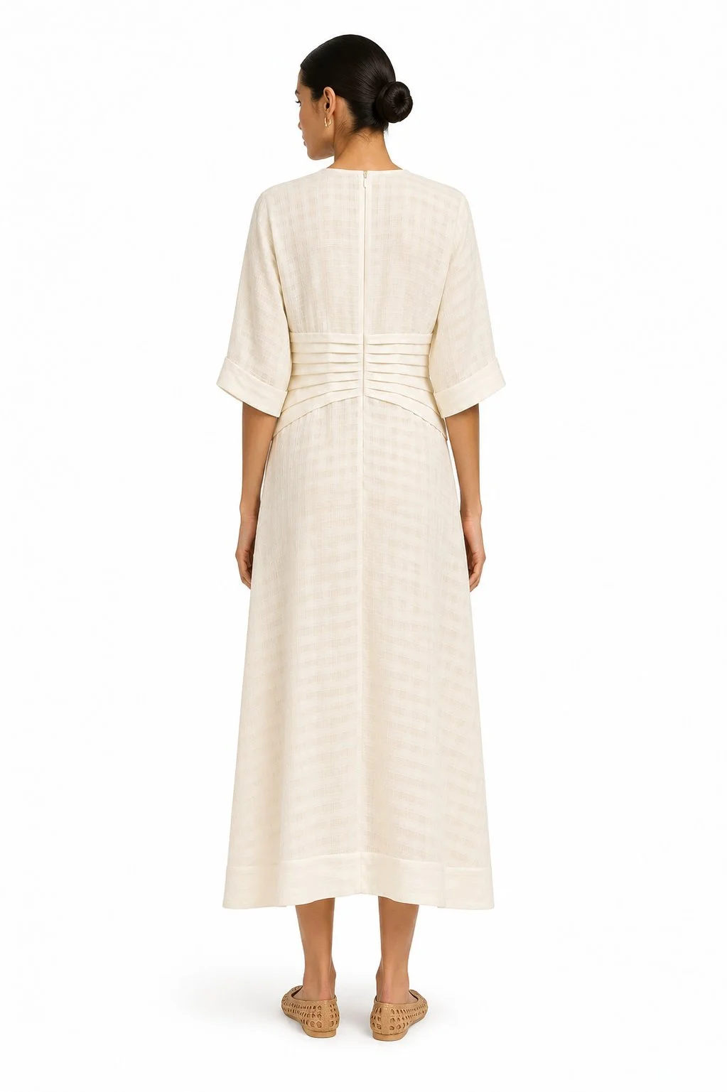 epok-amalfi-dress-chalk-cream-silk-check-model-back.jpg