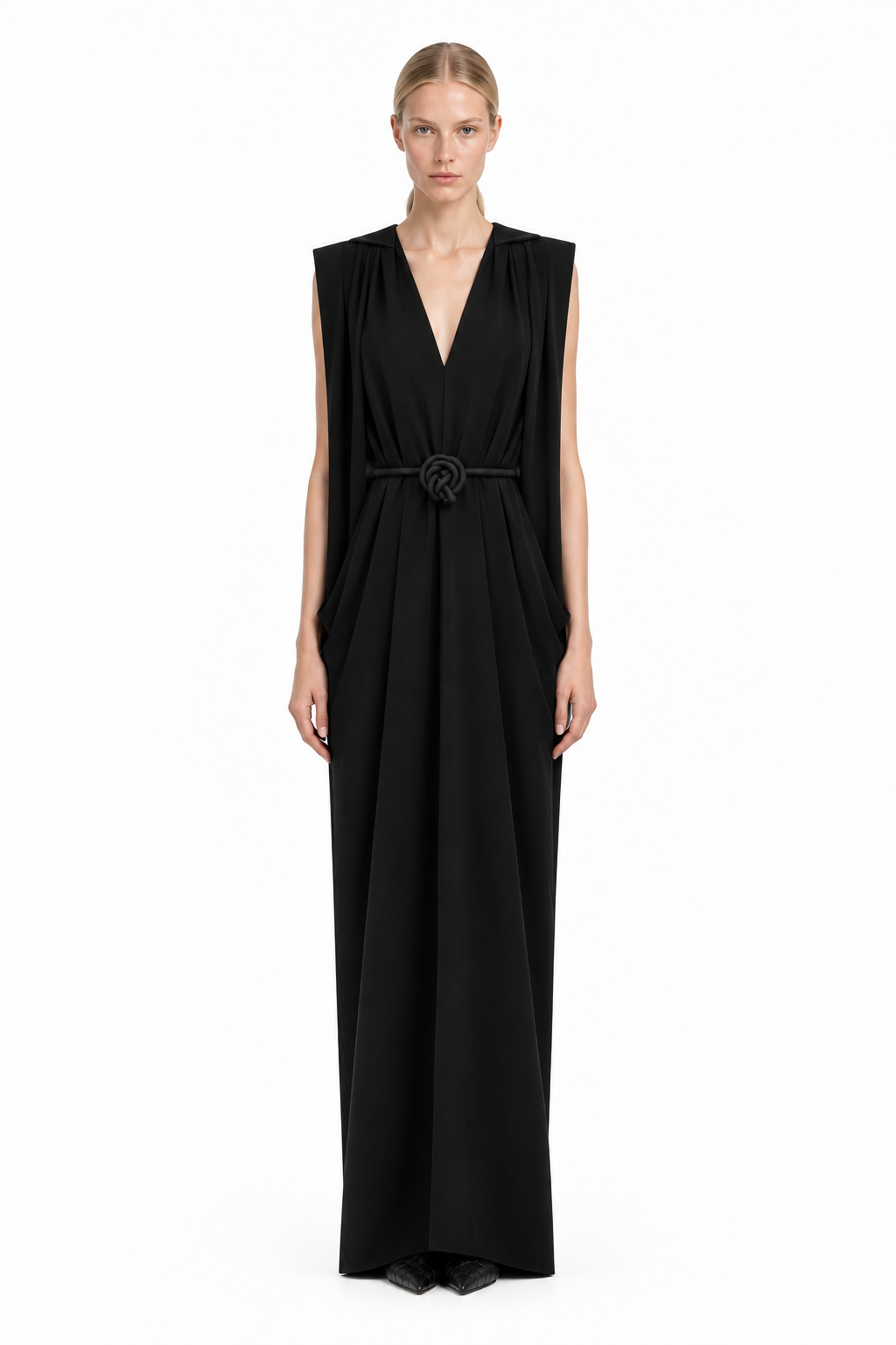 EPOK_EMPRESS_WINTER DRESS_WOOL CREPE_BLACK_MODEL FRONT VIEW.png (Copy)