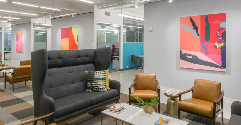 Paintings by Dov Talpaz at The Yard, Columbus Circle. Photo: Alexa Hoyer