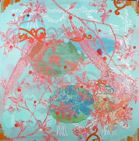 Japanese Birds 30" x 30"
