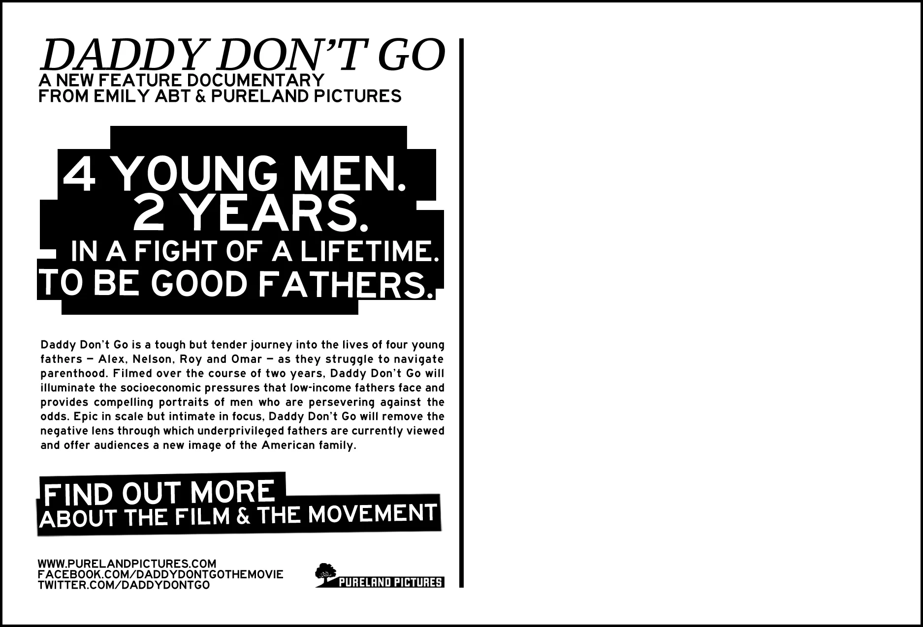 DADDY DON'T GO POSTCARD, 2013