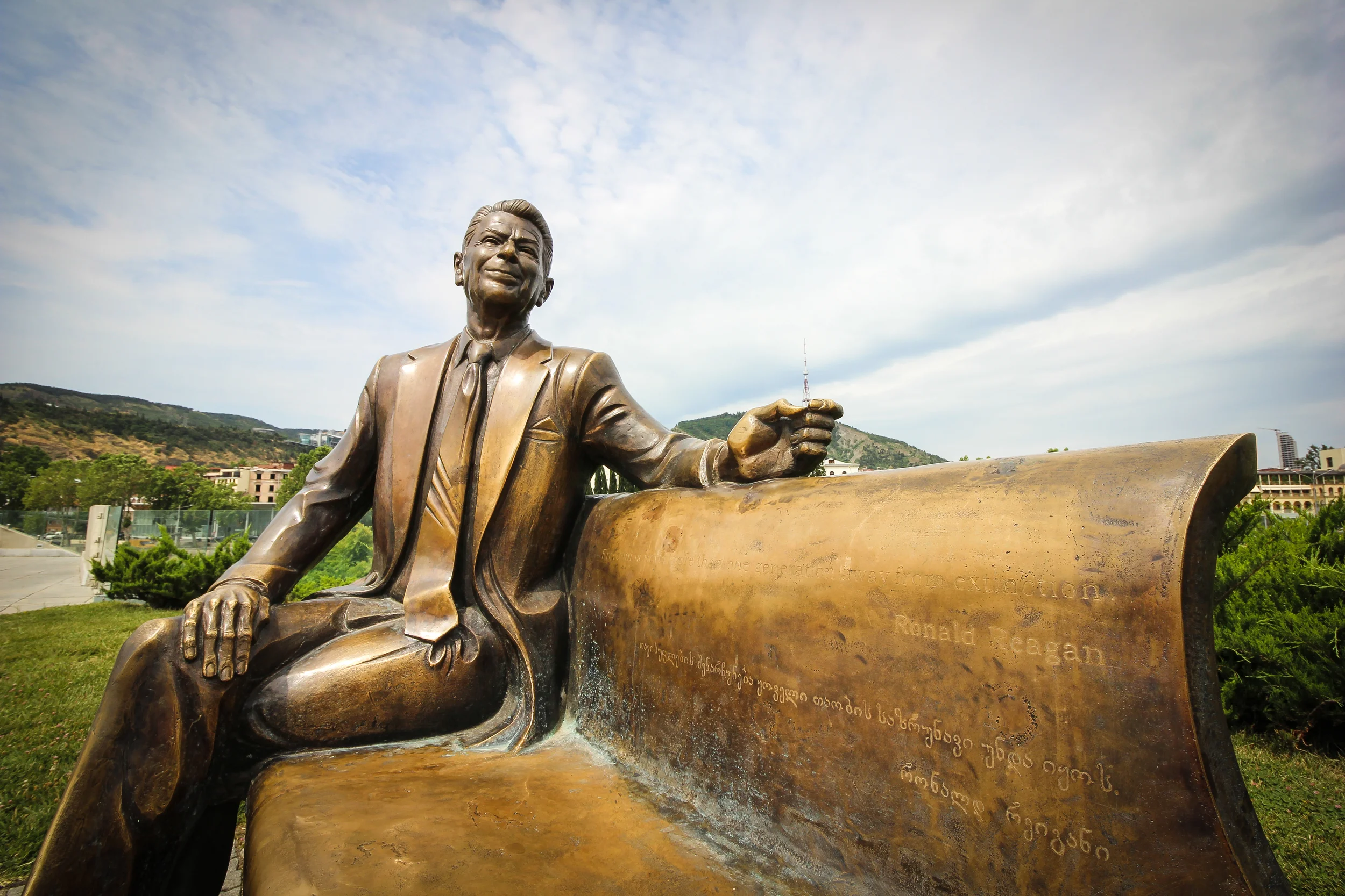 Ronnie holding the Tbilisi TV Tower