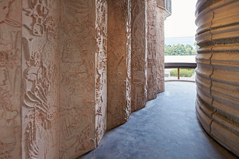 Stamped billowing concrete in the Nanyang learning hub.