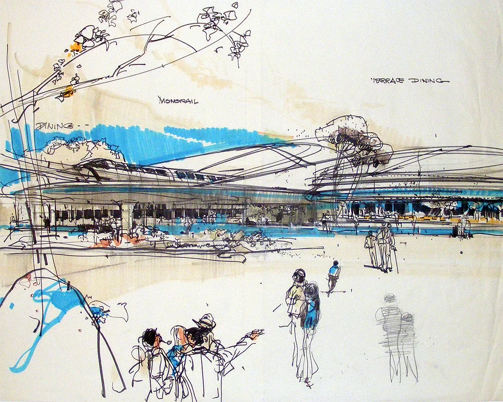 Concept sketch of EPCOT, Walt Disney World