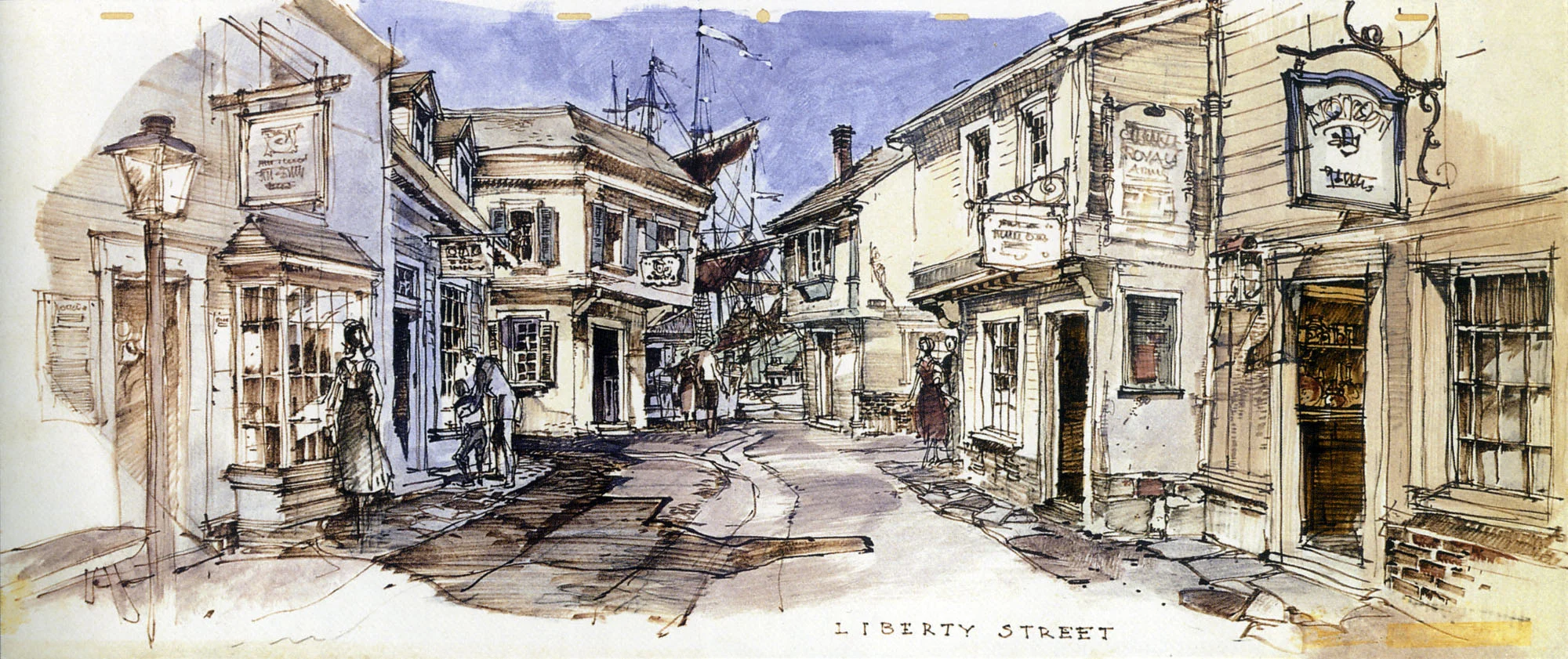 Concept sketch of Liberty Street, Magic Kingdom, Walt Disney World
