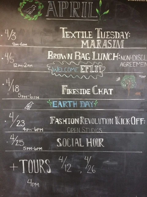 Chalkboard Showing Monthly Activities for Venture Fellows