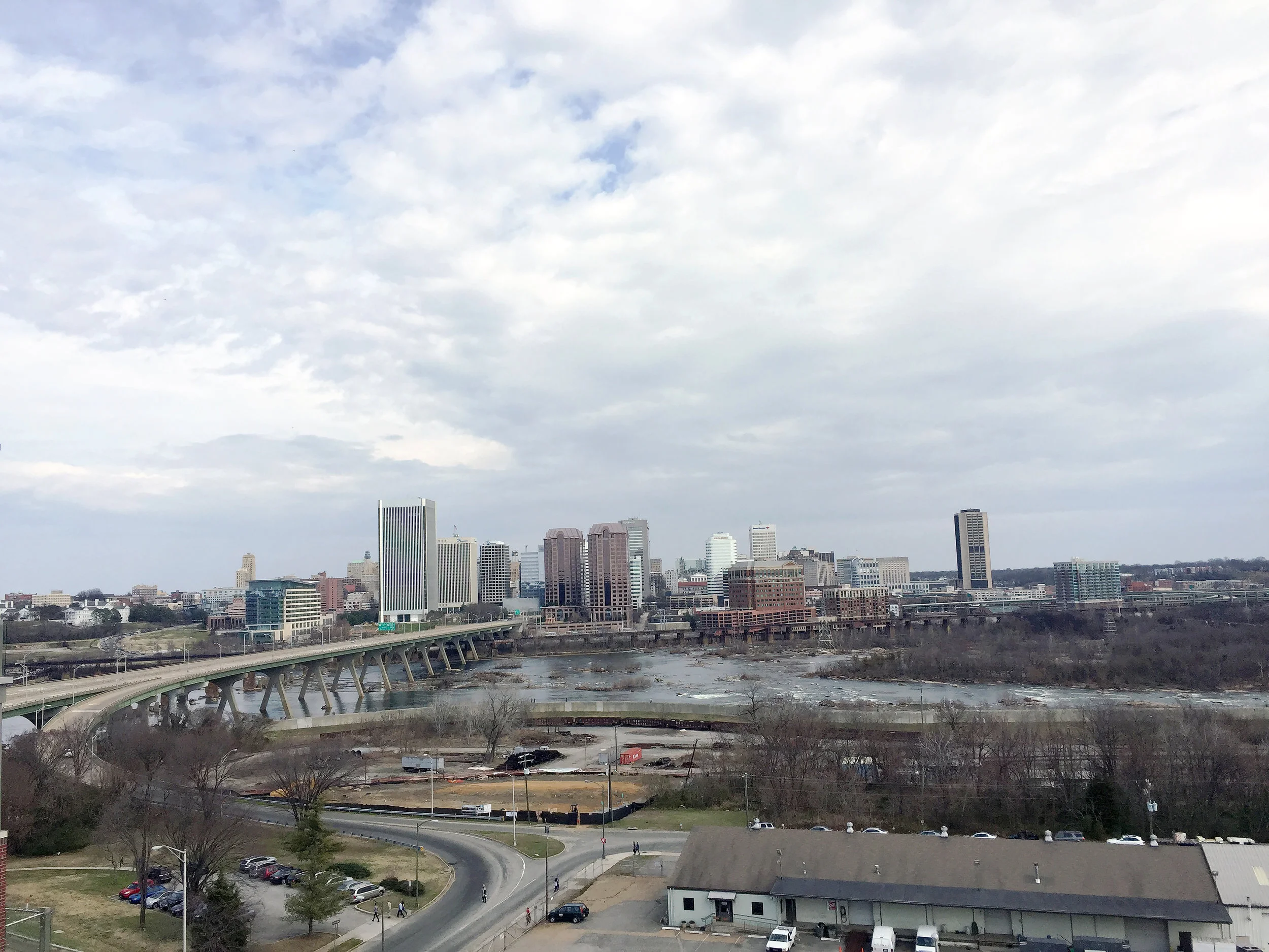 View on the James river and Downtown Richmond