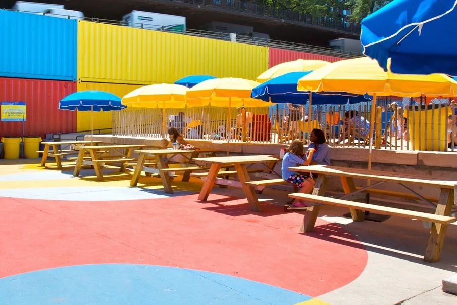 Colorful New Pop-up Pool & Beach Open at Brooklyn Bridge Park