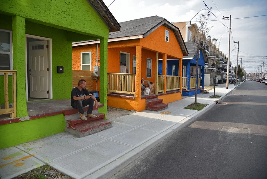 Rebuilt bungalows, after damage from Hurricane Sandy.