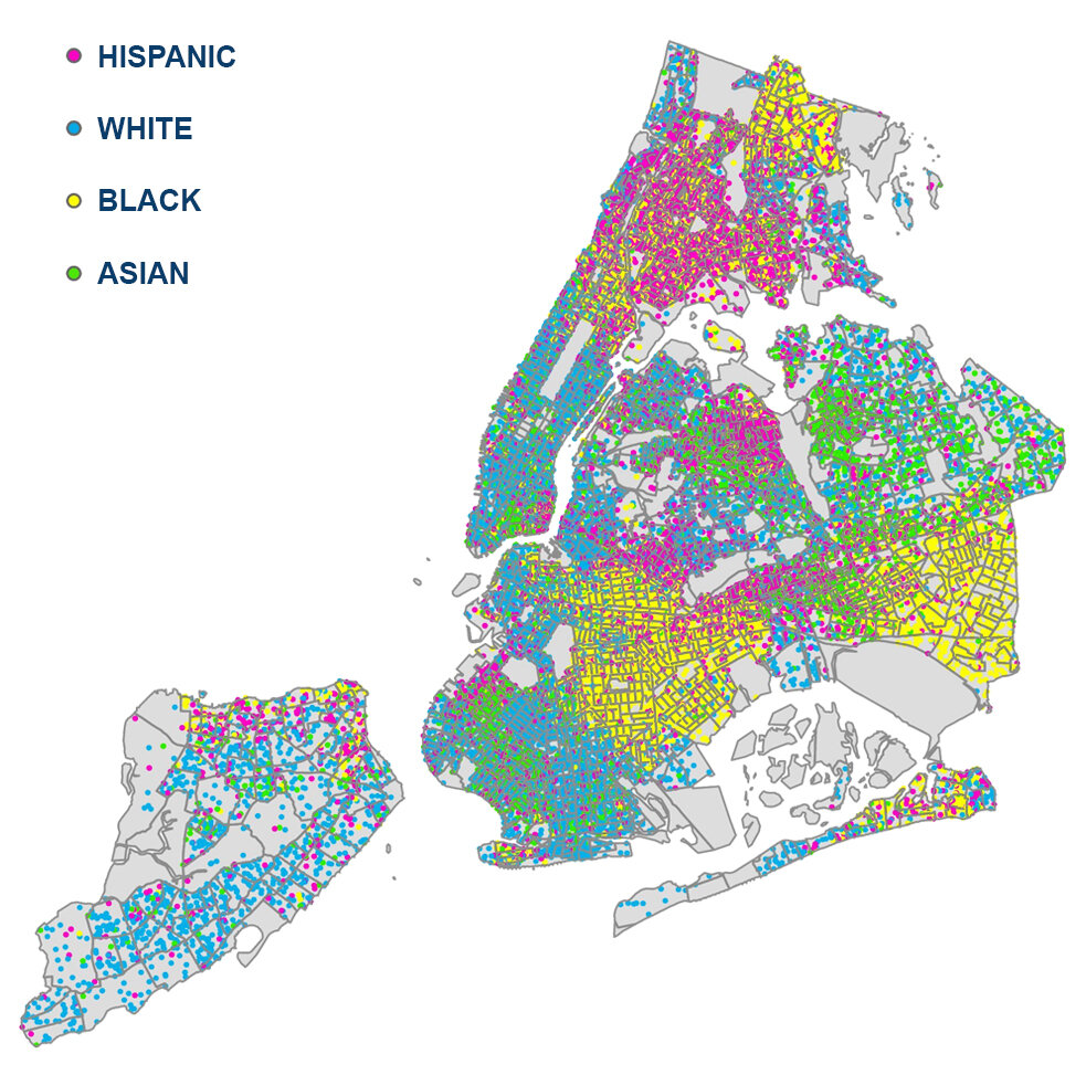 DENSITY BY ETHNICITY_1 DOT = 300 PEOPLE Source: Local Housing Solutions 2020 Edition: Maia MM