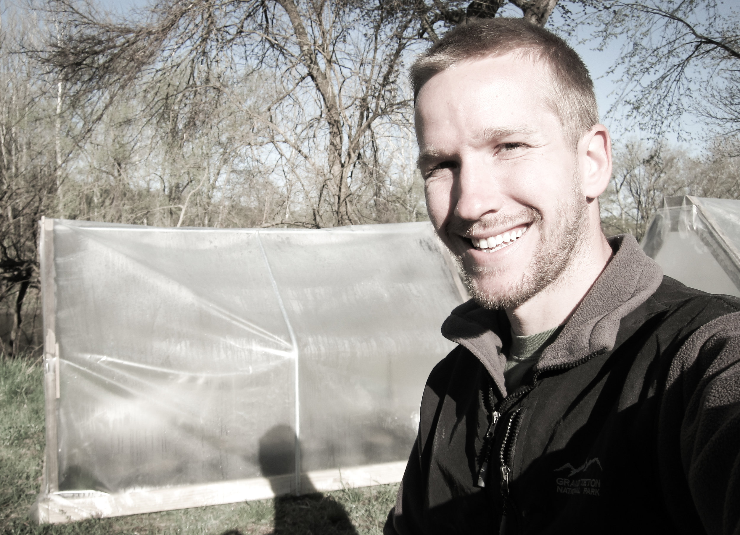 Me with my make-shift little greenhouse.