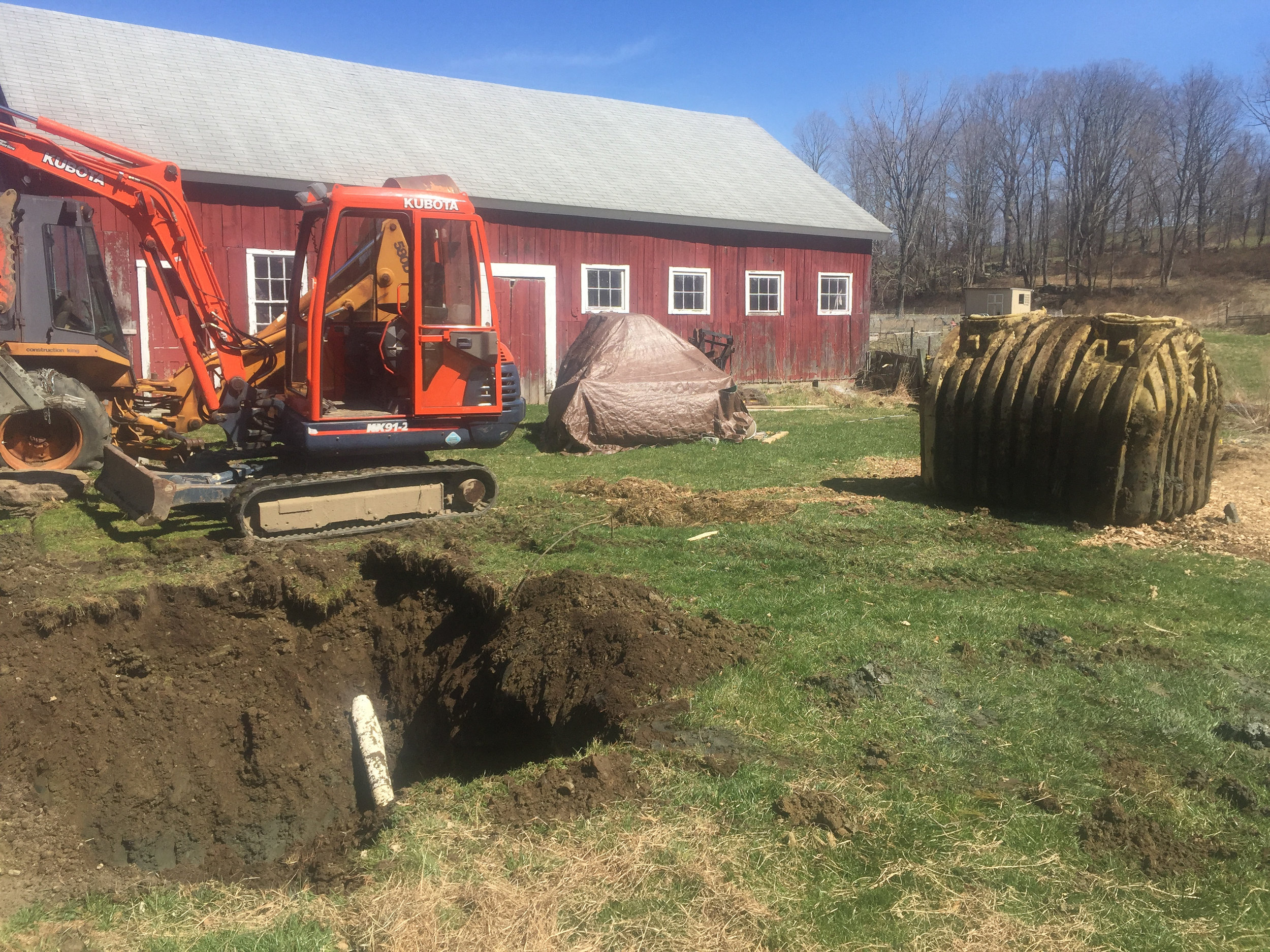  To prep the site for a new septic system I had to dig out a waste water tank that I later turned into pig shelters. 