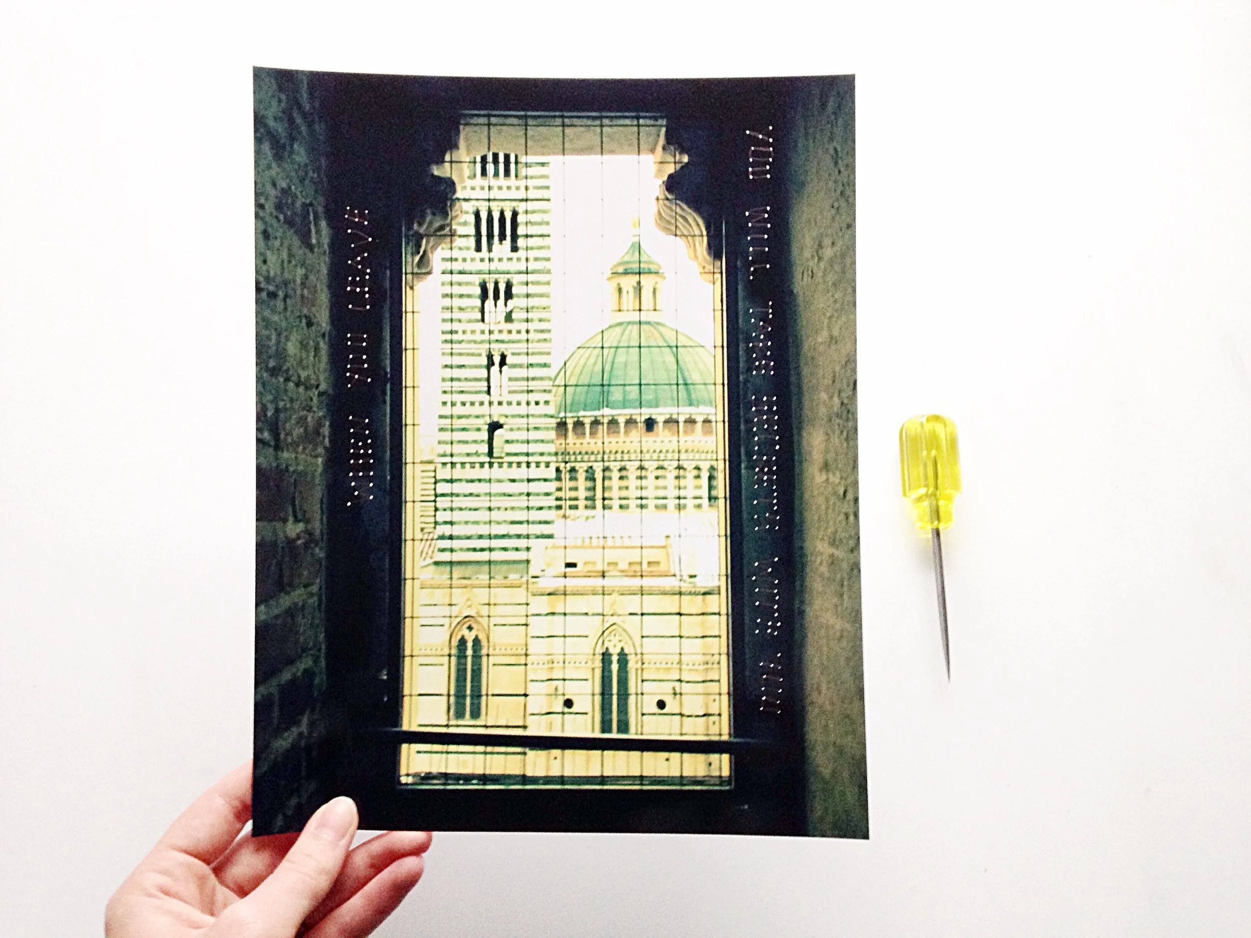 2.) Poke holes with an awl