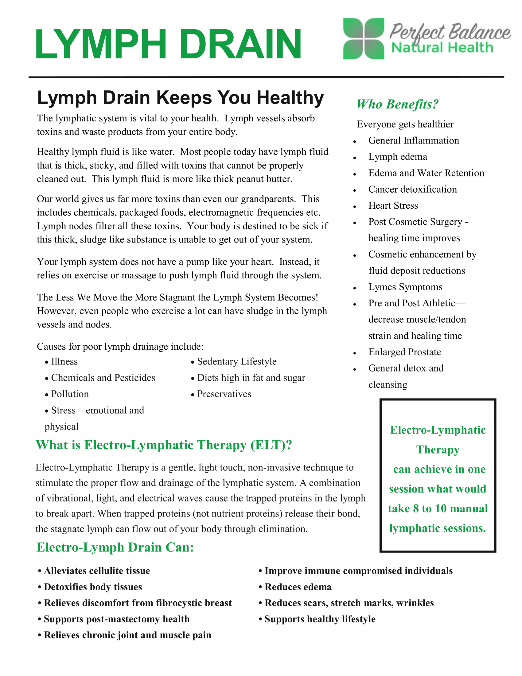 Lymphatic Drain Perfect Balance Natural Health